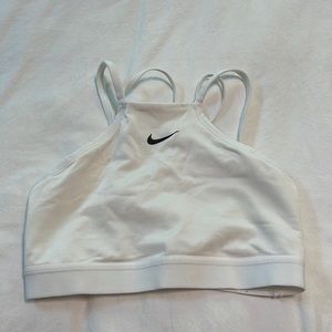 White high neck Nike sports bra